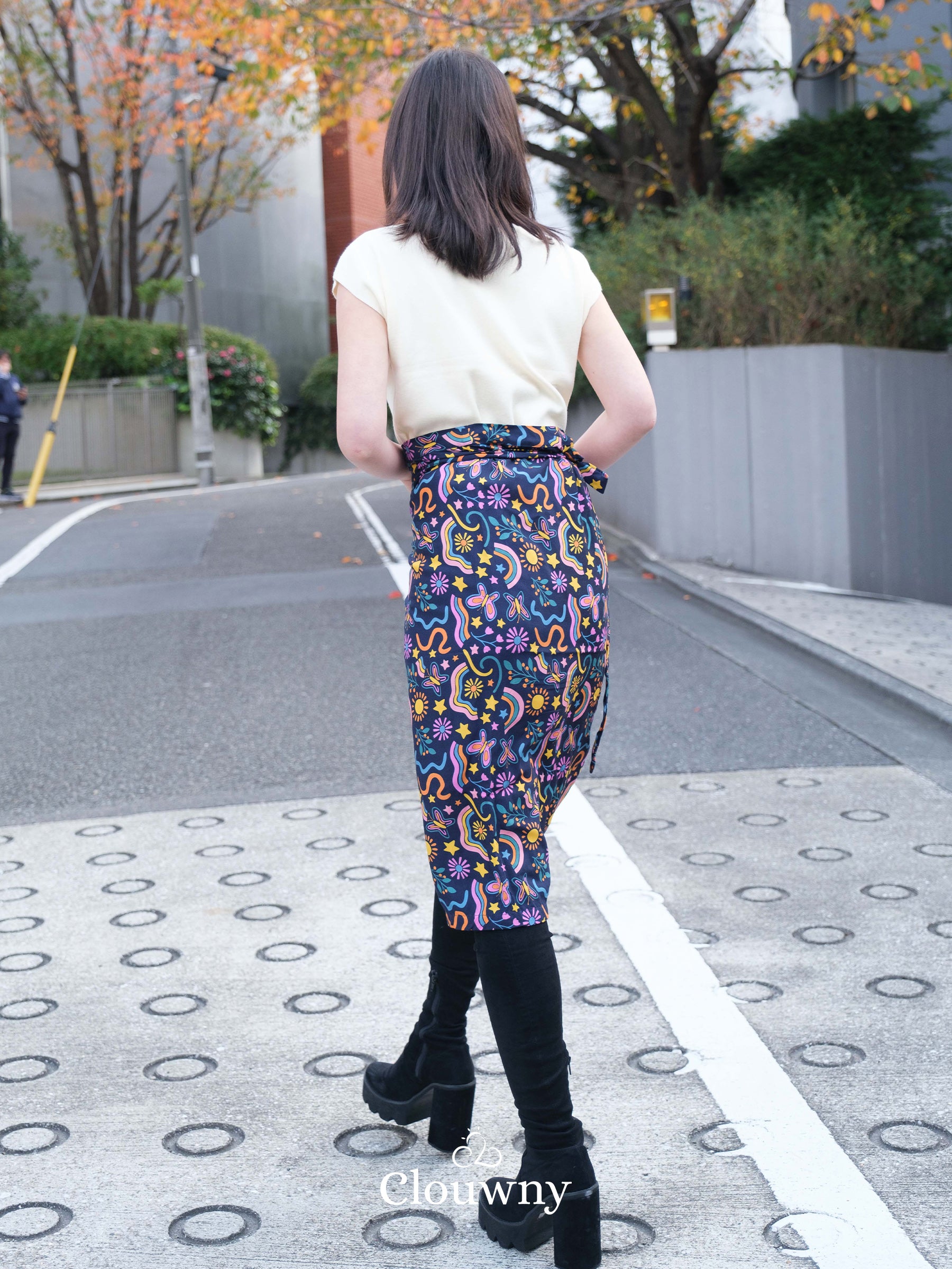 Tsuki Wrap Skirt - Navy